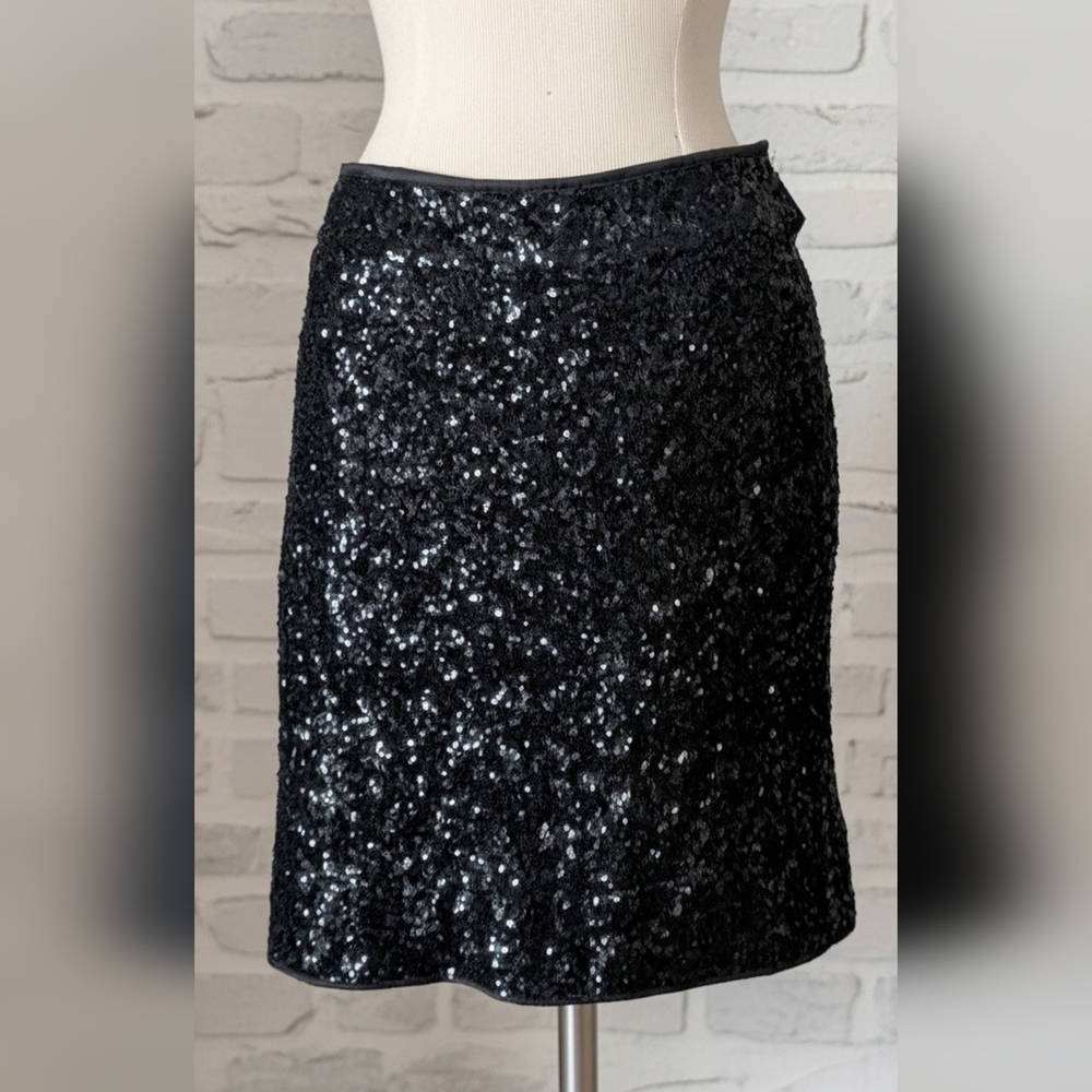 Boston Proper Black Sequin Pencil Skirt: Size 8